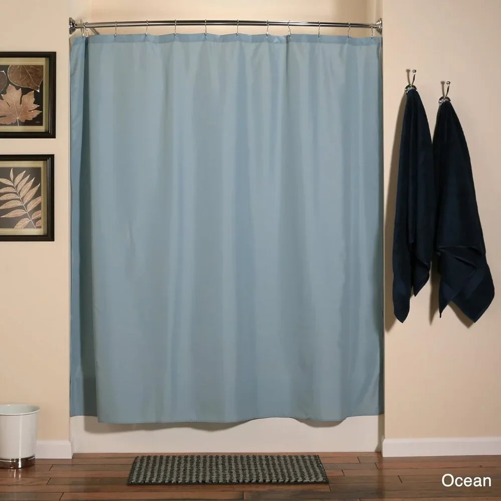 4/$20 - Solid Polyester Shower Curtain Liner in Ocean I 72-in L